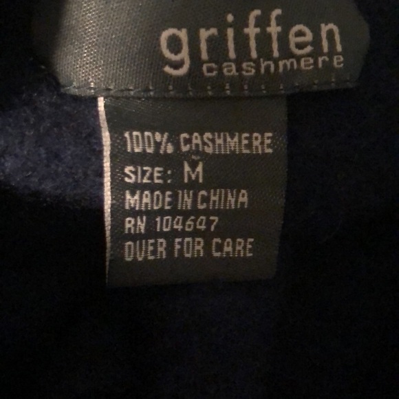 Griffin 100% Cashmere Open Cardigan Sz. M Navy Blue Long Sleeve Cascade Front - Picture 6 of 6